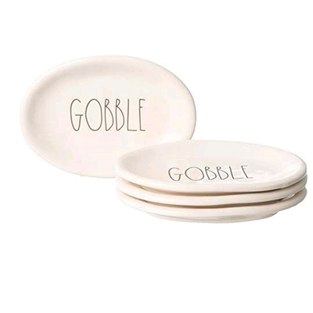 Rae Dunn Gobble Appetizer Plates - Set of 4, 8” - Picture 2 of 5